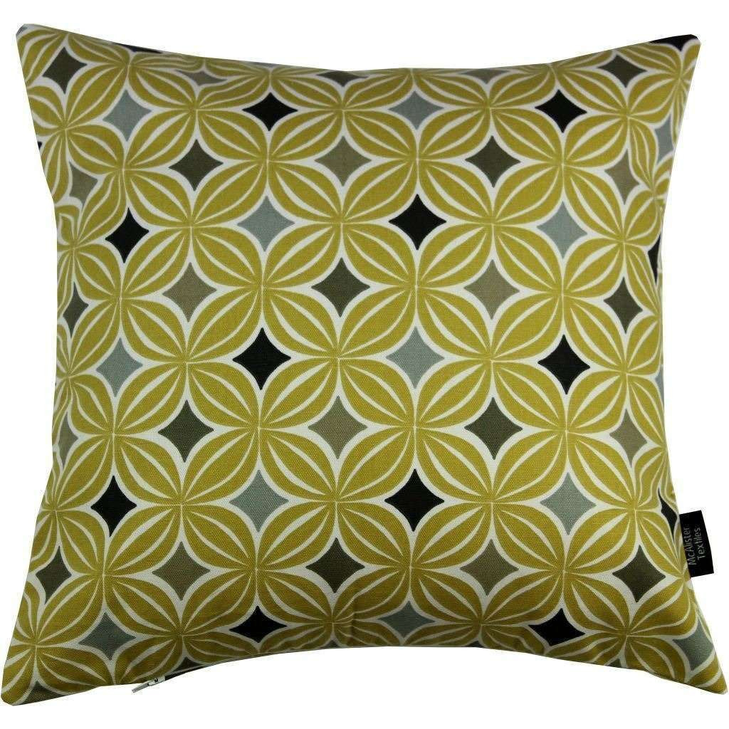 Laila Cotton Print Ochre Yellow Cushion, Cover Only / 43cm x 43cm