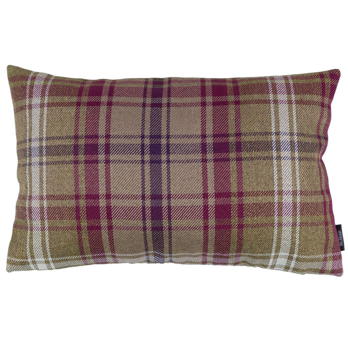 Angus Purple + Green Tartan Cushion, Polyester Filler / 60cm x 40cm