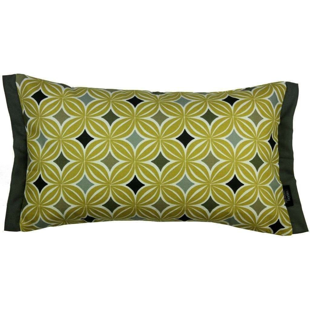 Laila Cotton Print Ochre Yellow Cushion, Polyester Filler / 50cm x 30cm