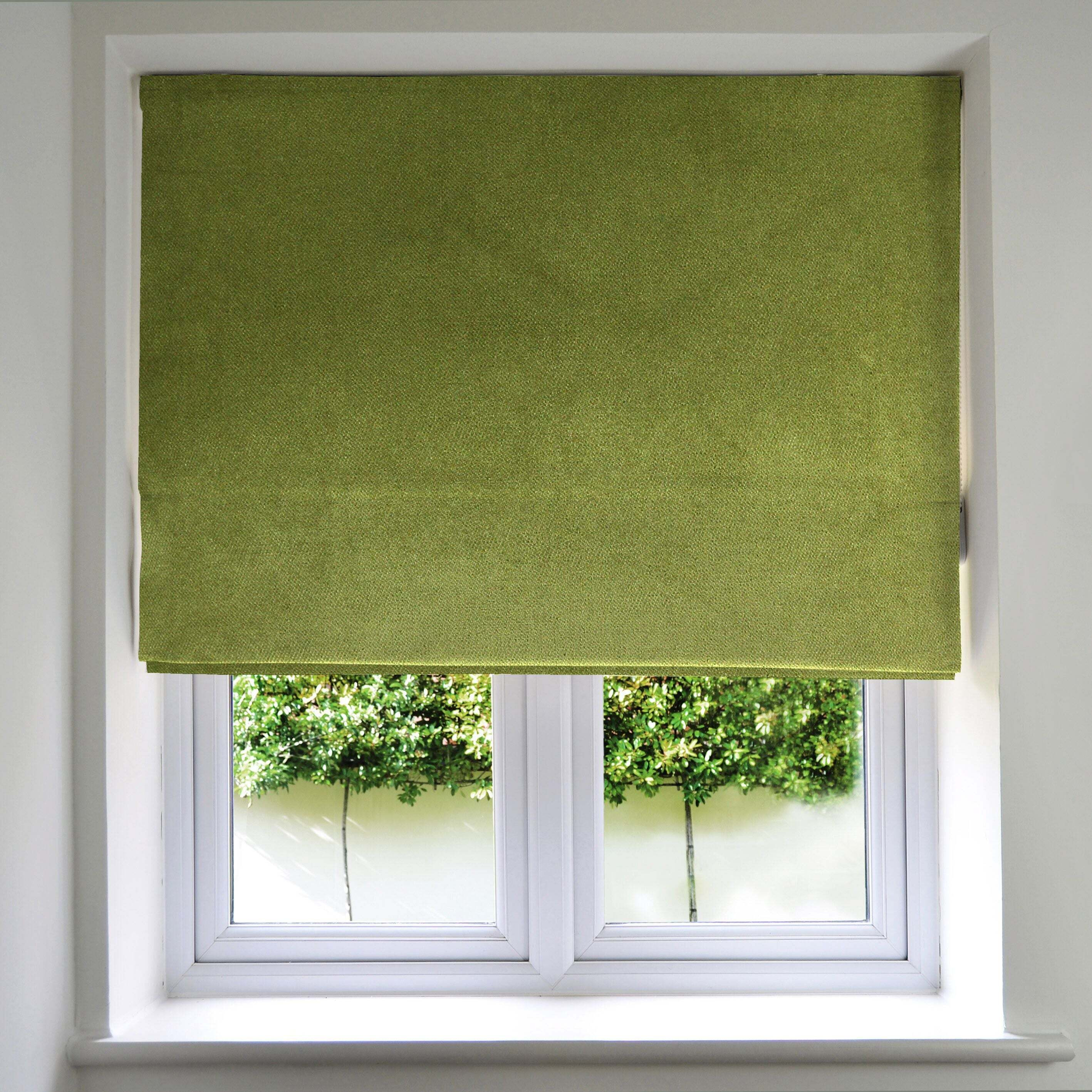 Matt Lime Green Velvet Roman Blind, Standard Lining / 130cm x 200cm / Lime Green