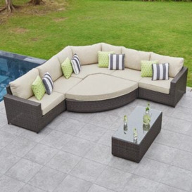 6 Seat Angled Corner Garden Daybed With Coffee Table