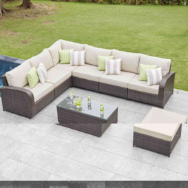 7 Seat Corner Rattan Garden Sofa With Coffee Table