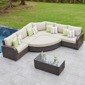 6 Seat Rattan Corner Daybed with Garden Coffee Table