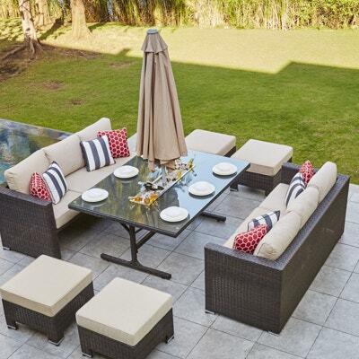 10 Seat Rattan Corner Sofa & Dining Set