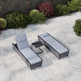 Grey 2 Seater Garden Lounger Set