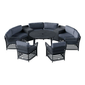 Salone Arc 8 - Half Moon Sofa - with Dining Table, Drinks Cooler and Armchairs