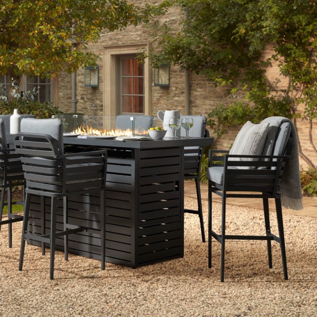 Salone Bar Table 6 Seat Gas Fire Dining Set - Moda