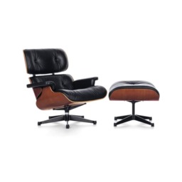 Eames Style Lounge Chair With Ottoman - Vitra Style Legs - thumbnail 2