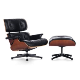 Eames Style Lounge Chair With Ottoman - Vitra Style Legs - thumbnail 1