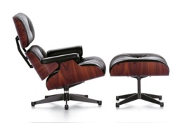 Eames Style Lounge Chair With Ottoman - Vitra Style Legs - thumbnail 6