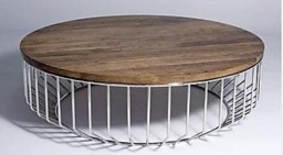 Reza Feiz Style Wood Top Coffee Table - thumbnail 1