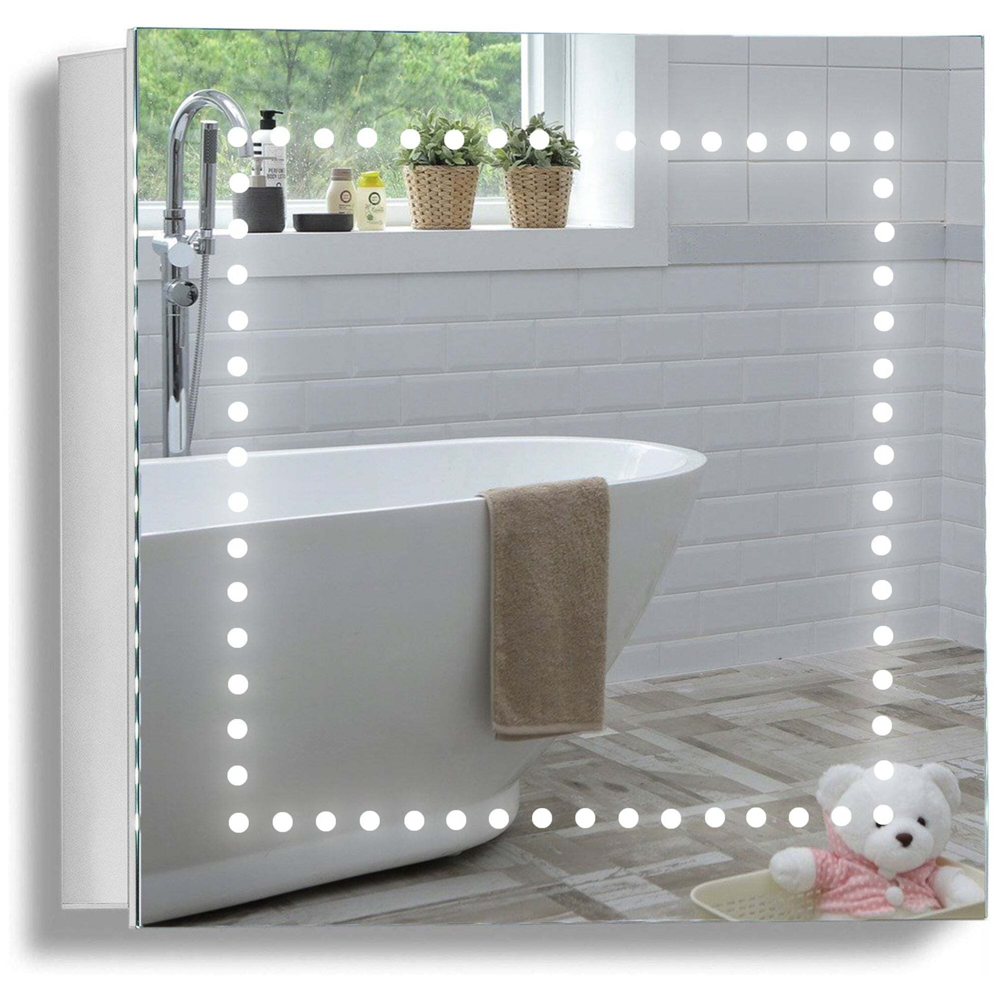 Pallas LED Illuminated Bathroom Mirror Cabinet CABM18 Size 50Hx50Wx15Dcm