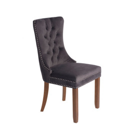 Antoinette Smoke Grey Dining Chair - Walnut Legs