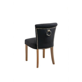 Positano Dining Chair with Back Ring - Black Velvet Natural legs