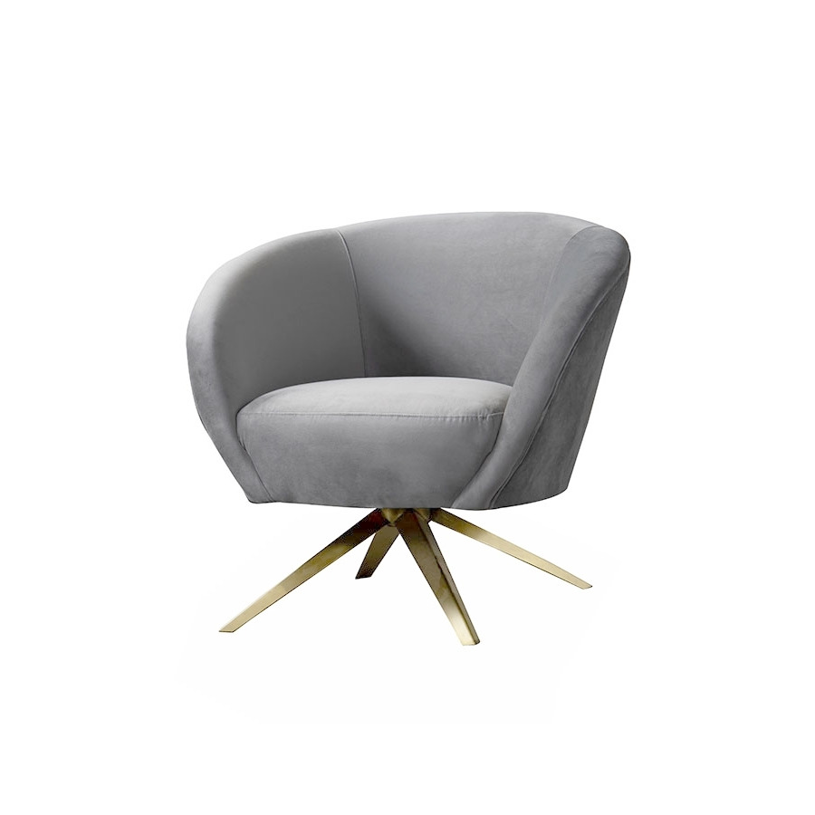 Brodie Swivel Chair - Dove Grey - Brass Base