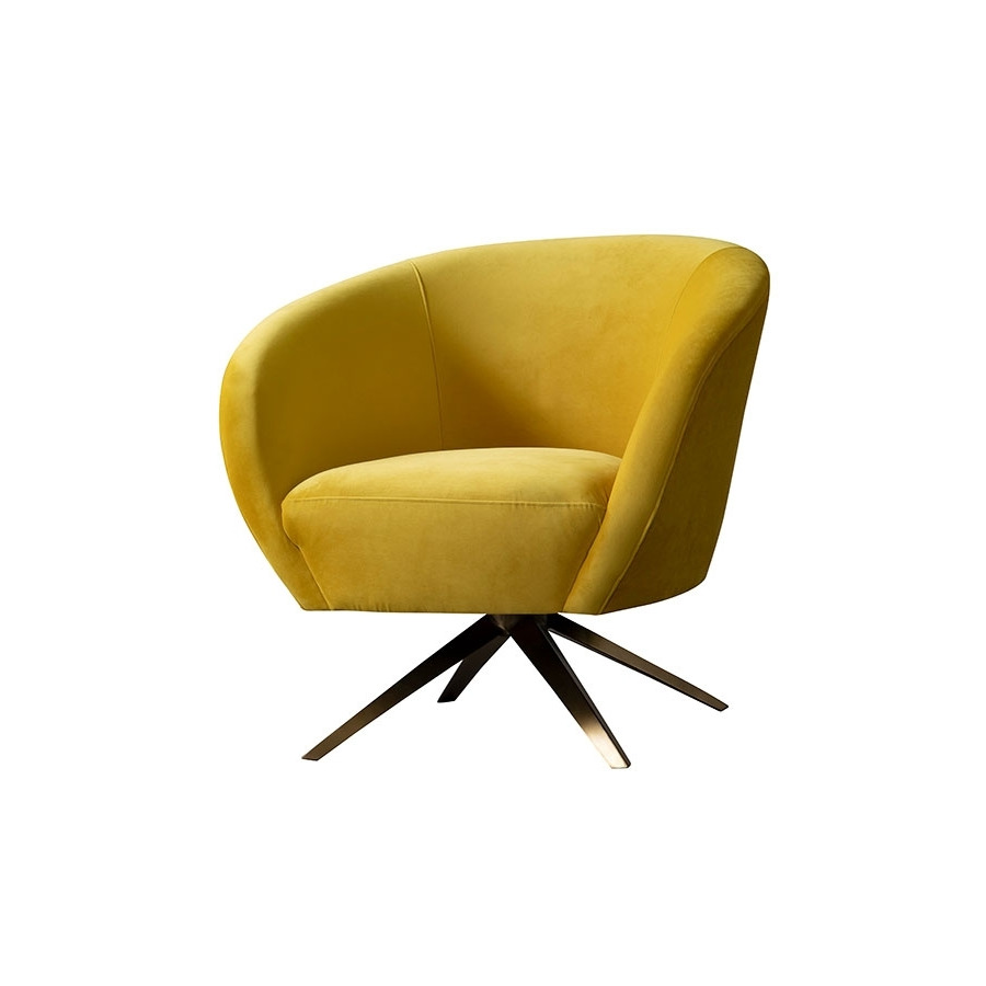 Brodie Swivel Chair - Mustard - Brass Base