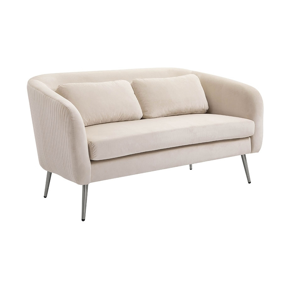 Roanna Two Seat Sofa - Chalk - Silver + Brass Legs