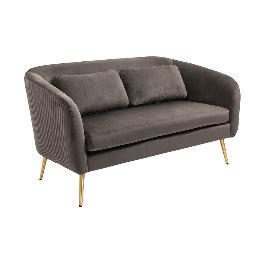 Roanna Two Seat Sofa - Carbon - Silver + Brass Legs
