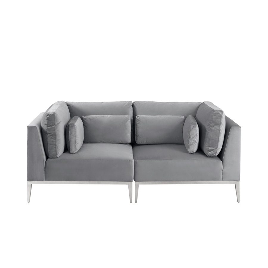 Cassie Two Seat Sofa – Dove Grey – Stainless Steel Base
