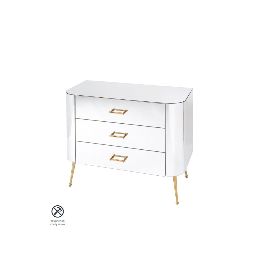 Mason Mirrored Chest of Drawers – Brushed Gold Legs