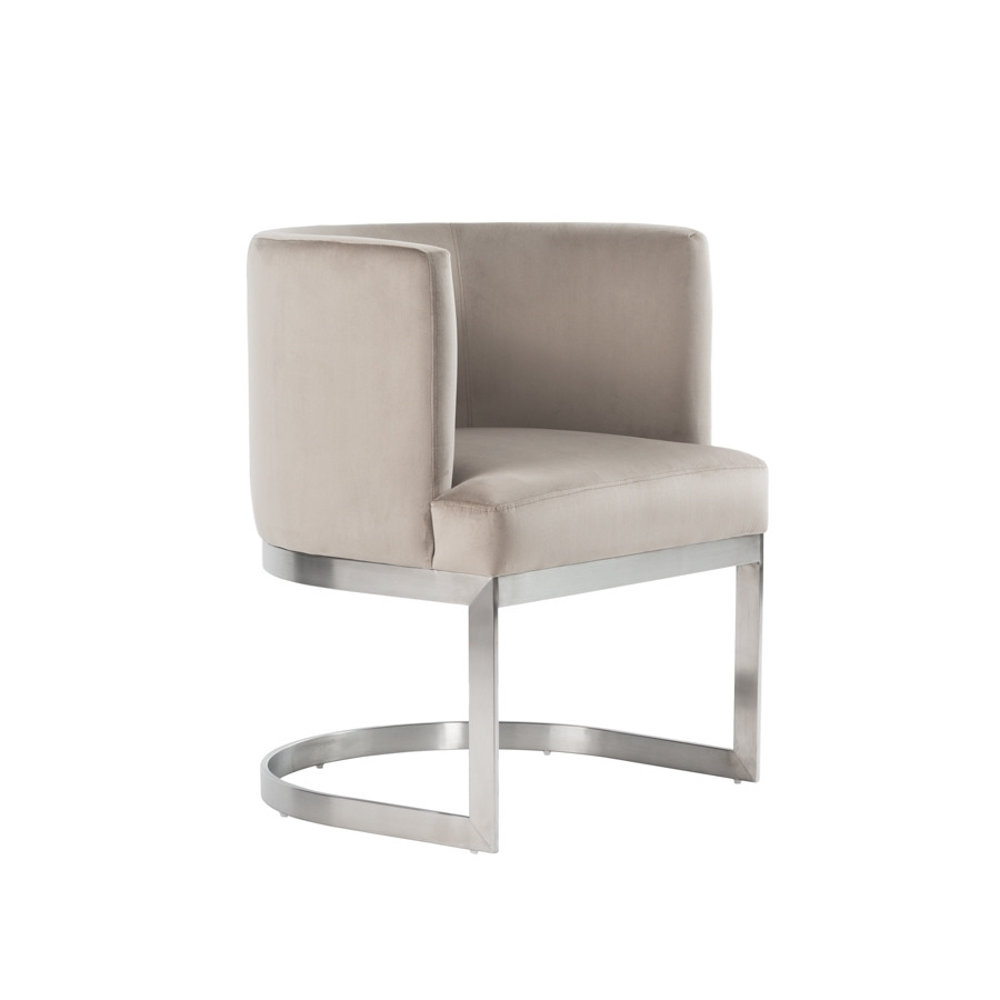 Lasco Dining Chair – Taupe - Brushed Stainless Steel Base