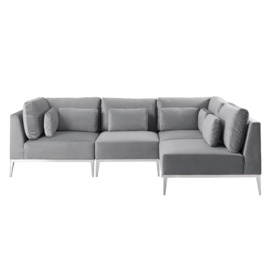 Cassie Right Hand Corner Sofa – Dove Grey – Stainless Steel Base