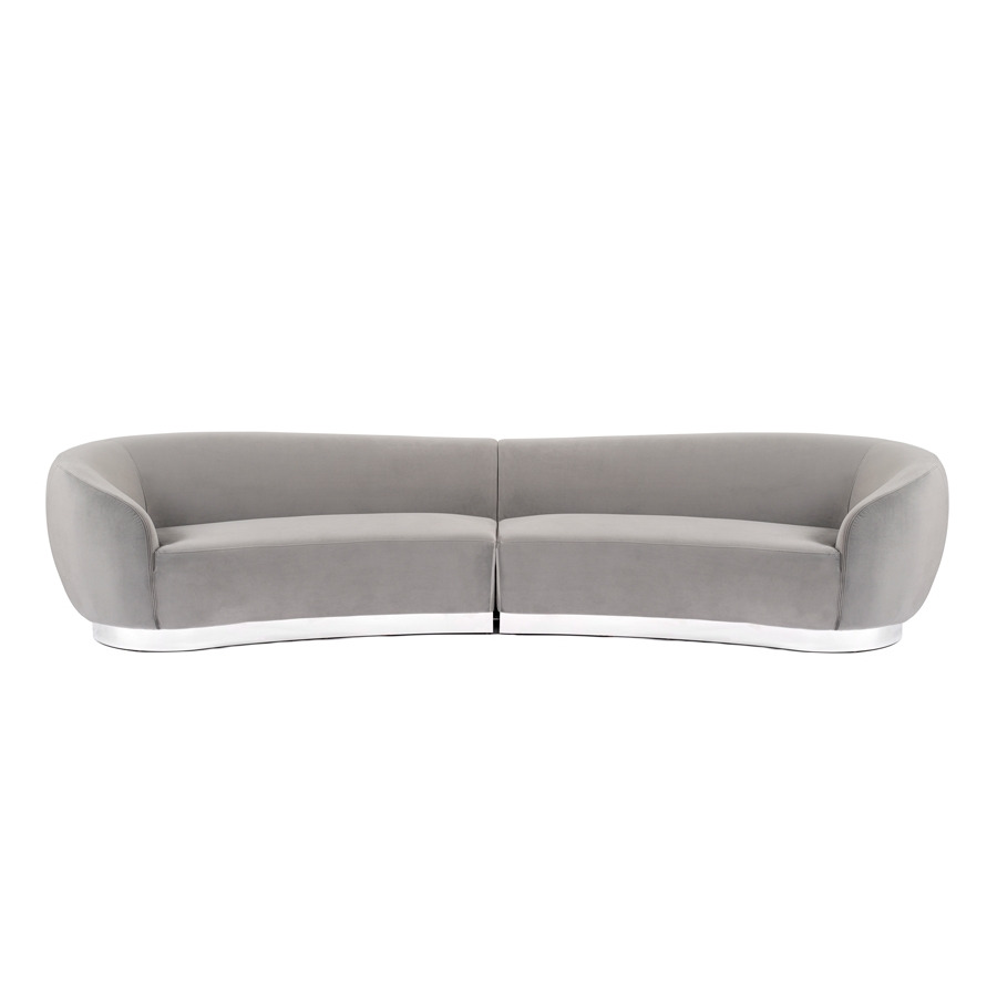 Equinox Six Seat Sofa – Dove Grey – Polished Chrome Base
