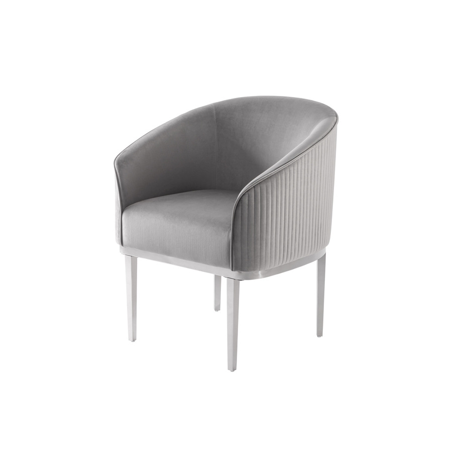 Ella Dining Chair - Dove Grey - Silver Base
