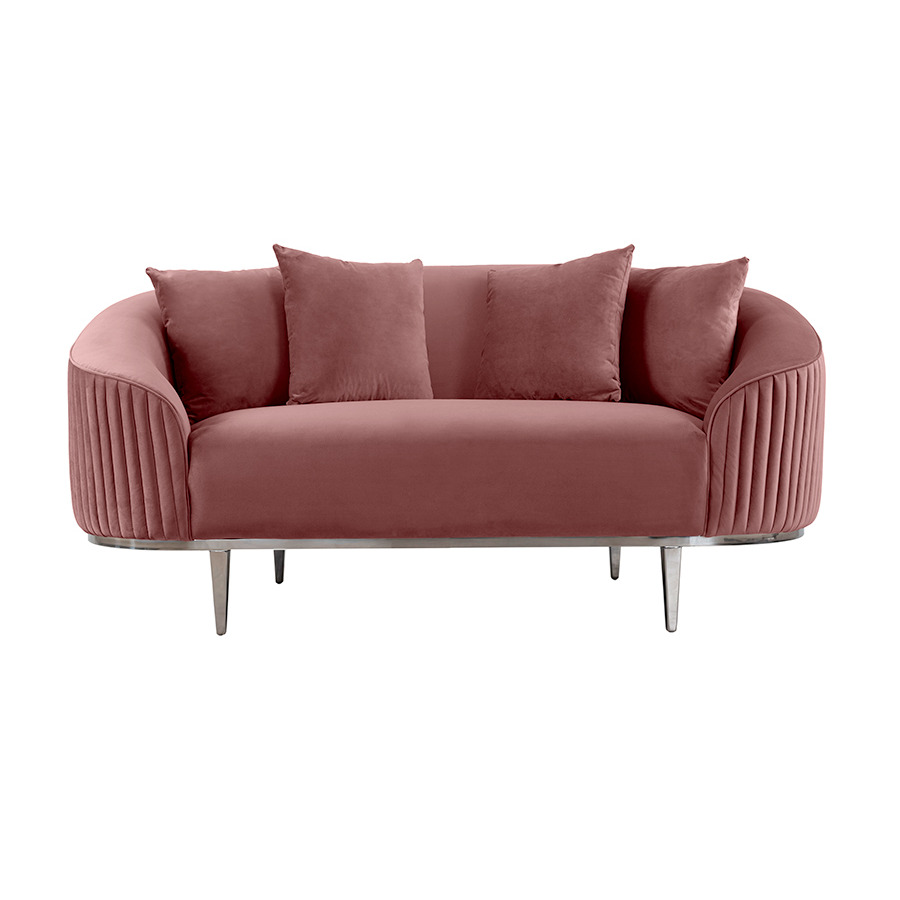 Ella Two Seat Sofa - Blush Pink- Polished chrome base