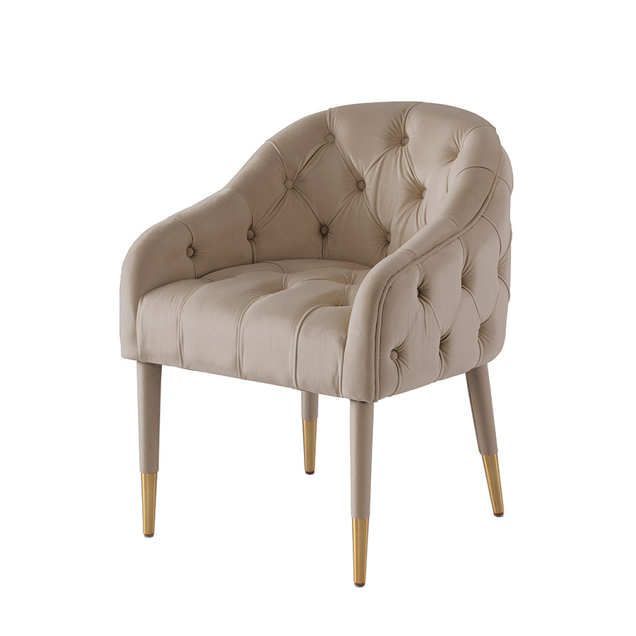 Sophia Dining Chair - Taupe - Brass caps