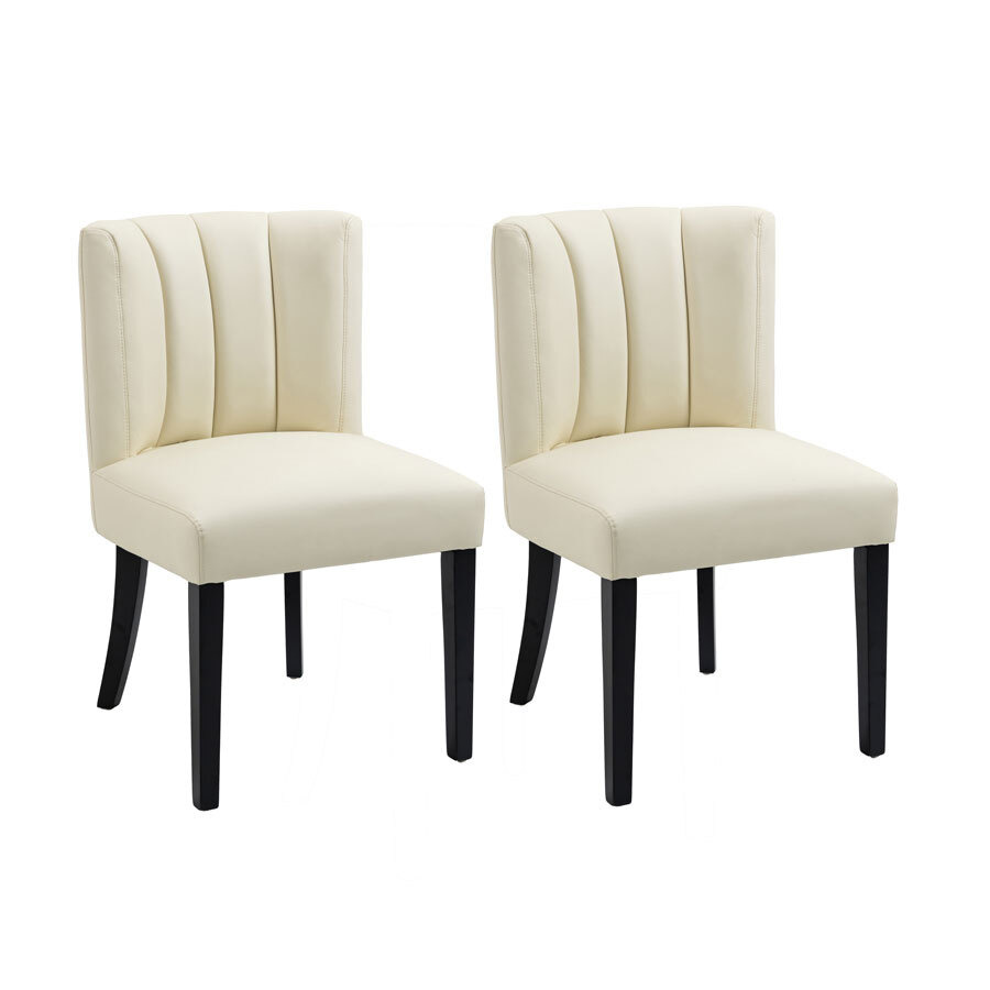 Set of 2 Hatfield Dining Chair - Cream Faux leather