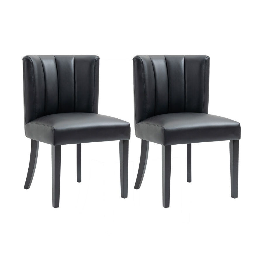 Set of 2 Hatfield Dining Chair - Black Faux Leather