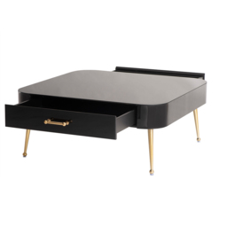 Mason Black Glass Coffee Table – Brushed Gold Legs - thumbnail 2