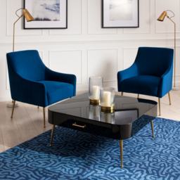Mason Black Glass Coffee Table – Brushed Gold Legs - thumbnail 5