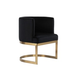 Lasco Dining Chair - Black - Brushed Brass Base - thumbnail 6