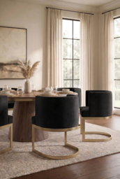 Lasco Dining Chair - Black - Brushed Brass Base - thumbnail 3
