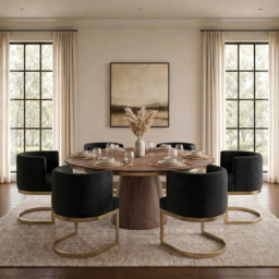 Lasco Dining Chair - Black - Brushed Brass Base - thumbnail 2