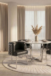 Alveare Dining Chair Silver – Black Faux Leather - thumbnail 7