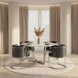 Alveare Dining Chair Silver – Black Faux Leather - thumbnail 3