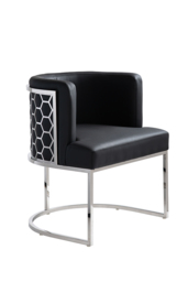 Alveare Dining Chair Silver – Black Faux Leather - thumbnail 4