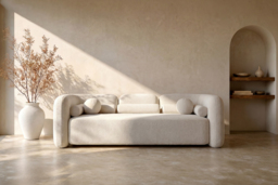 "Munich Three Seat Sofa – Ivory Chenille " - thumbnail 2