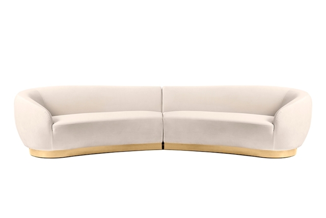 Equinox Six Seat Sofa – Chalk – Brushed Brass Base - image 1