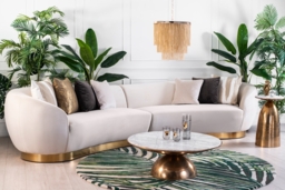 Equinox Six Seat Sofa – Chalk – Brushed Brass Base - thumbnail 3