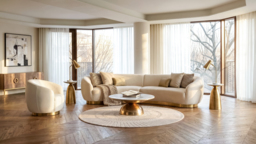 Equinox Six Seat Sofa – Chalk – Brushed Brass Base - thumbnail 2