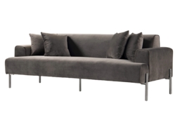 Duke Three Seat Sofa - Carbon - Silver base