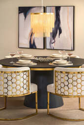 Alveare Dining chair Brass - Light Taupe - thumbnail 9