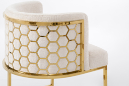 Alveare Dining chair Brass - Light Taupe - thumbnail 4