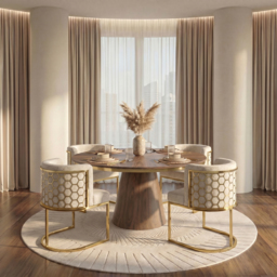 Alveare Dining chair Brass - Light Taupe - thumbnail 3