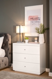 Pimlico White Glass Three Drawer Chest - thumbnail 2