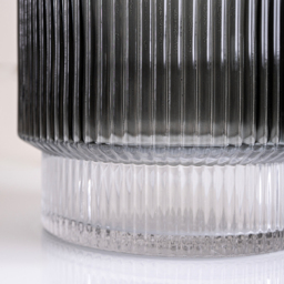 Large Grey Ribbed Glass Vase - thumbnail 3